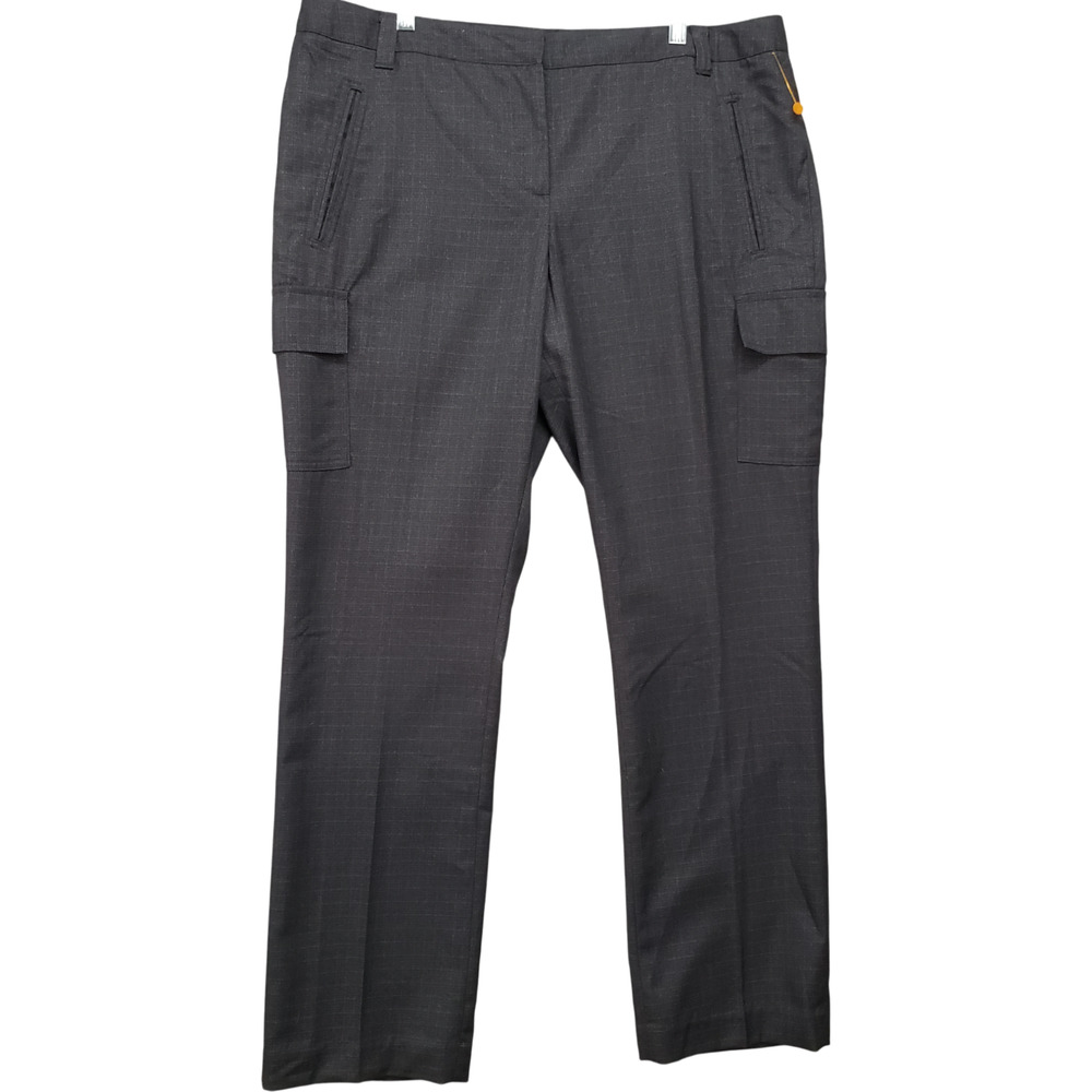 Worthington Straight Leg Pants Women 18 Black Gray Plaid Casual Business 38x31 - Picture 2 of 12